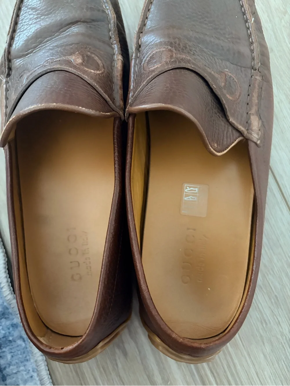 Vintage Gucci Horsebit Embossed Leather Loafers Mens 9